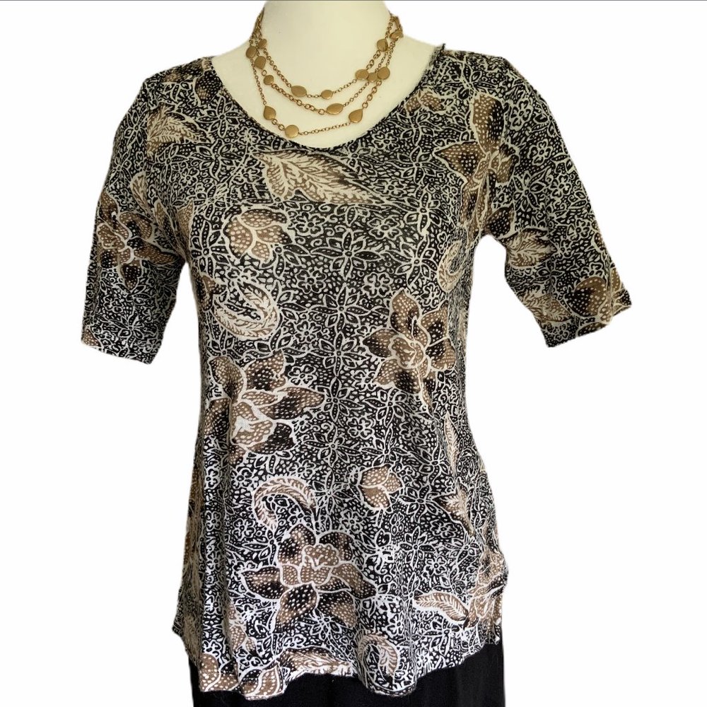 J. Jill Love Linen Tee Shirt - Print (EUC)